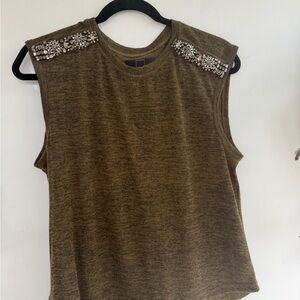Embellished Sleeveless Top - Brown